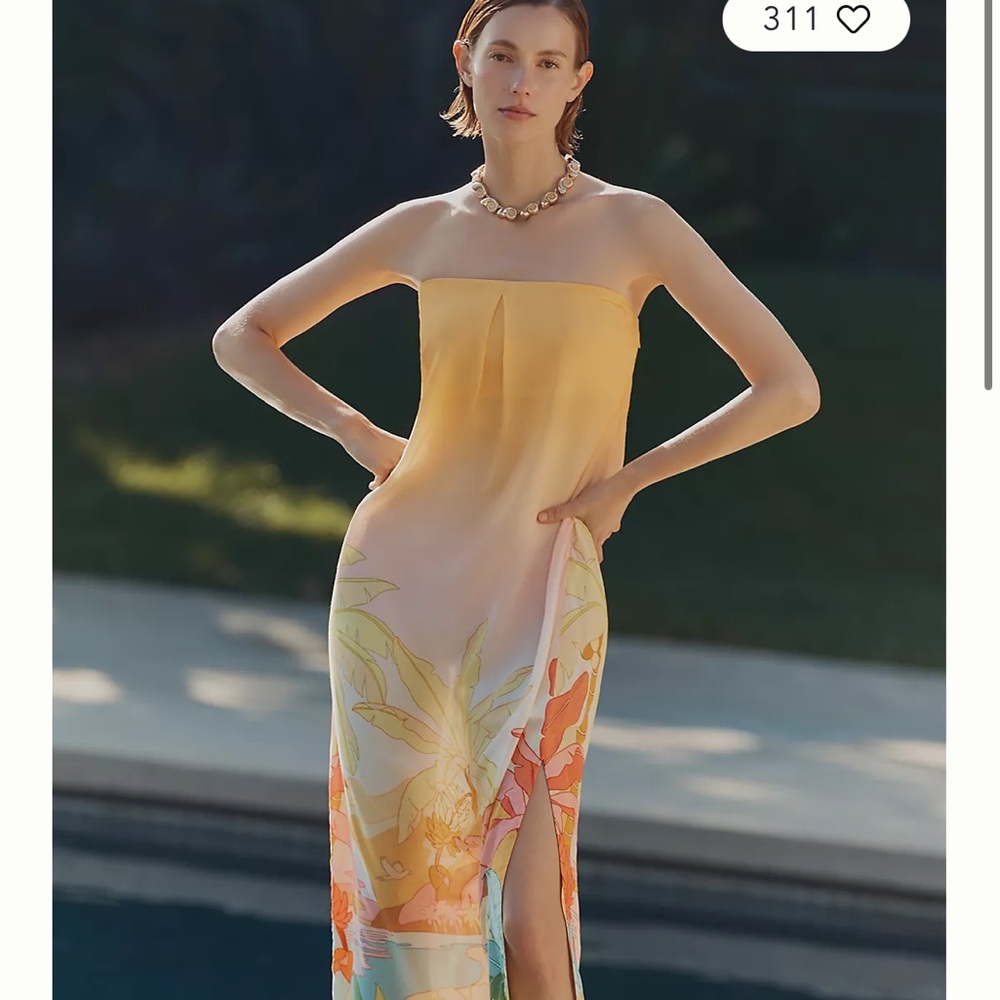 Farm Rio x Anthropologie Strapless Boho Beach Dress